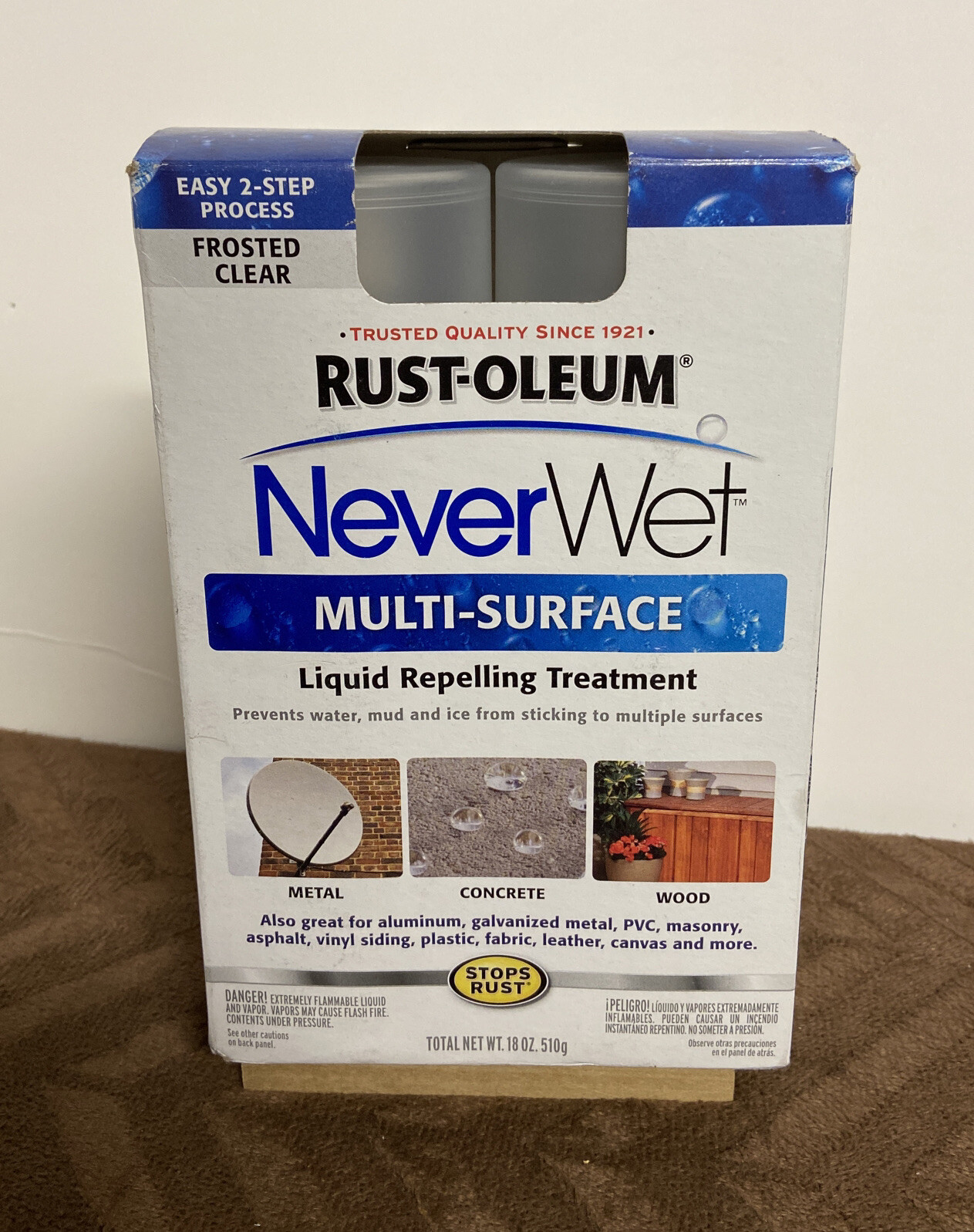 Rust-Oleum “NEVER WET” 2 Step Spray Kit WATERPROOF – Liquid￼ Repelling – 18 Oz