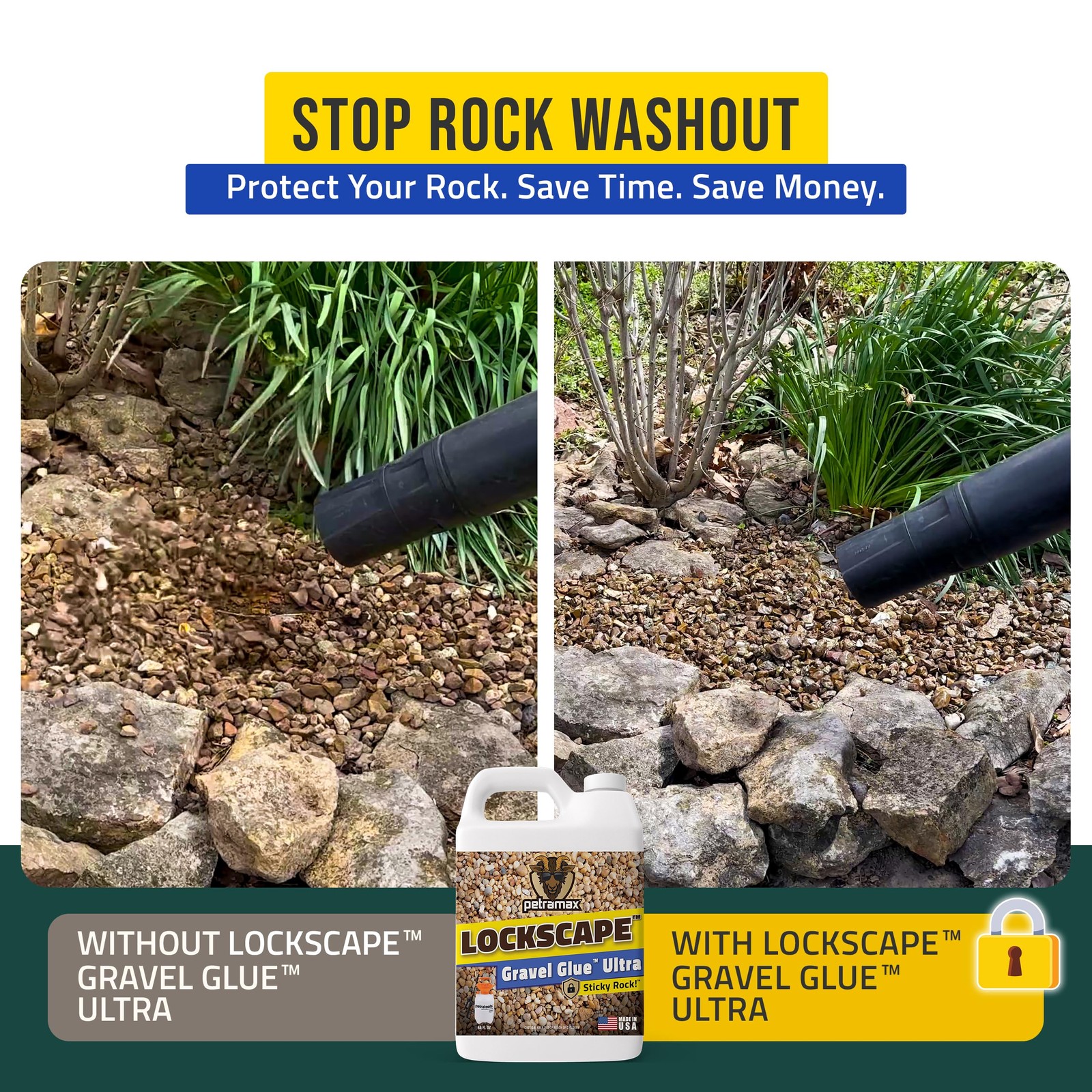Lockscape Rock Glue for Landscaping (64 Ounce) – 64 Ounce, Clear Drying