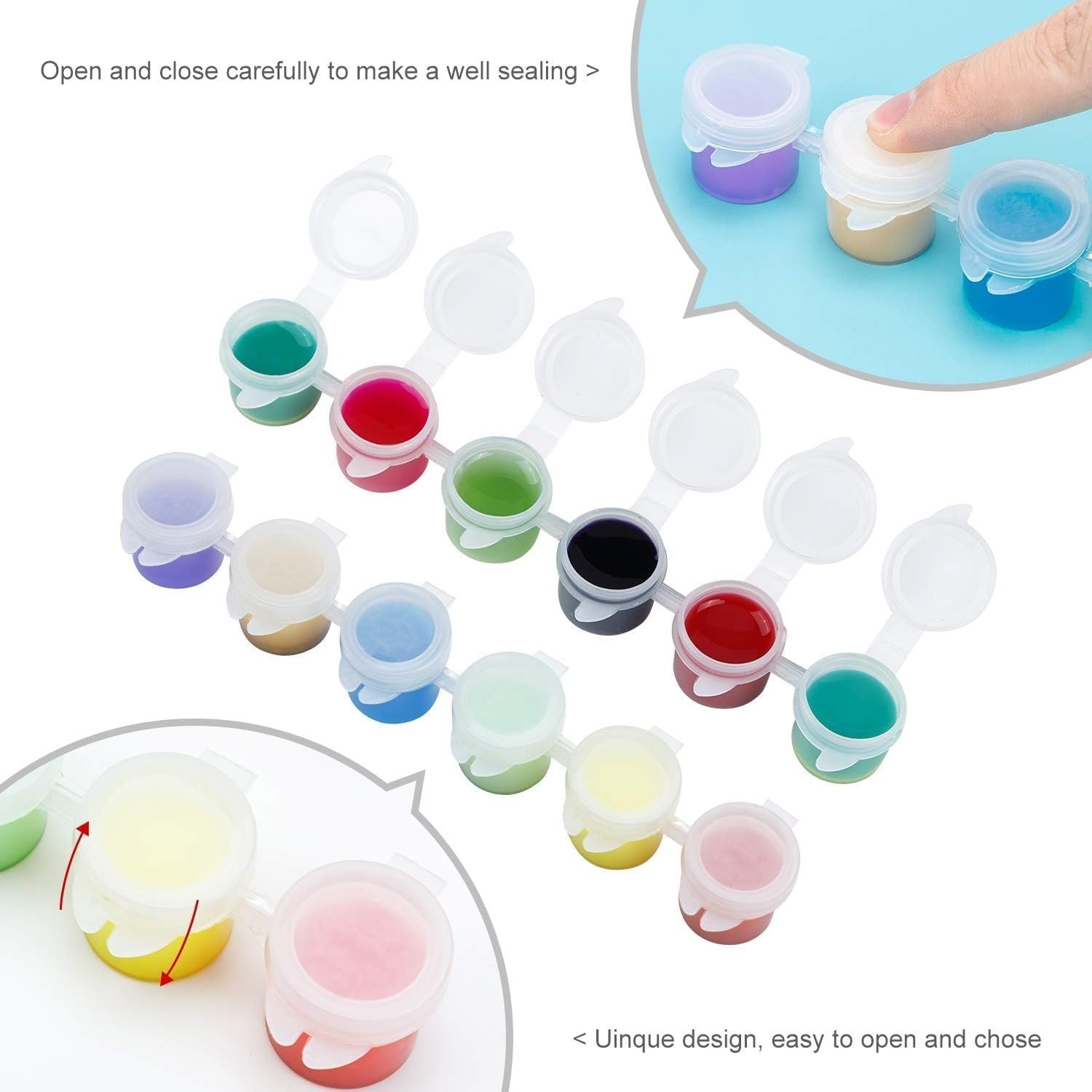Large Empty Paint Pots 5 ml 90 Pots 15 Strips with Lids