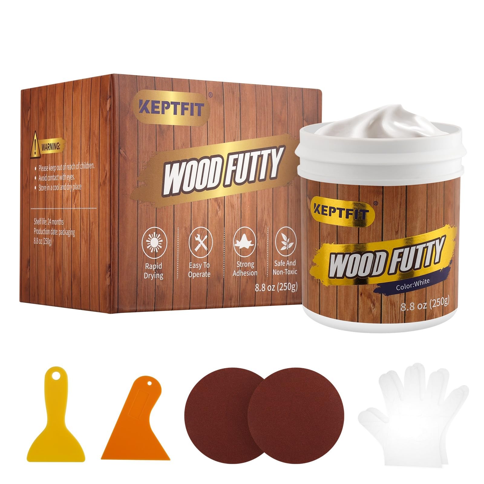 White Wood Filler – 9.87oz Paintable & Stainable Woods Repair 9.87oz,
