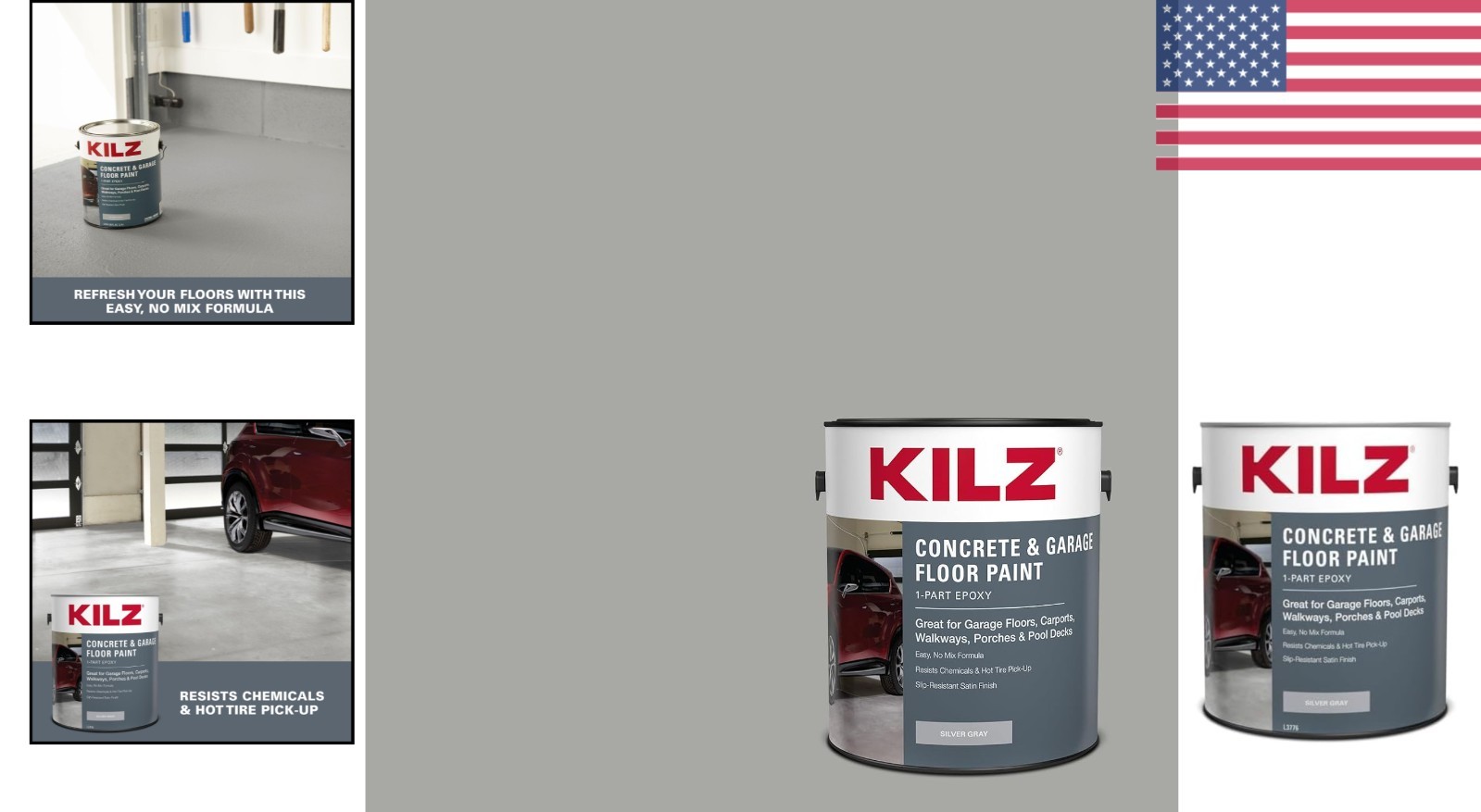Satin Finish Silver Gray Epoxy Concrete Paint for Basements & Driveways 1 Gallon
