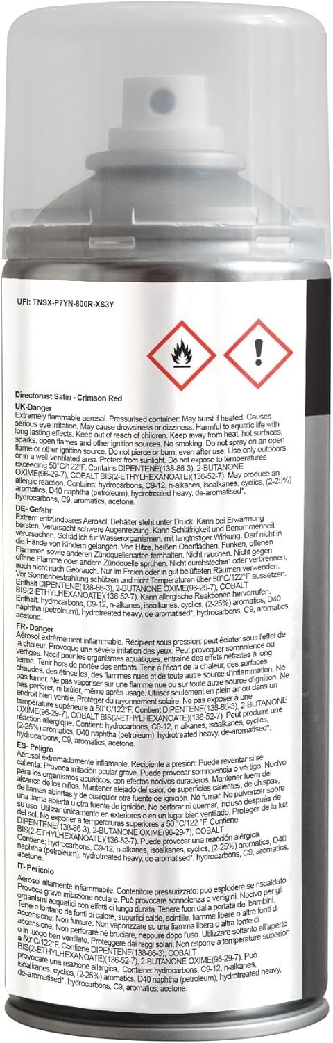 Directorust Satin Spray Paint | CRIMSON RED | 400ml 13.52fl oz | SemiGloss Sp…