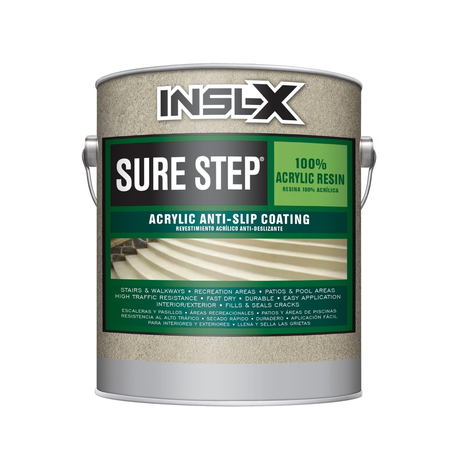 INSL-X Sure Step Acrylic Anti-Slip Paint, White, 1 Gallon (pack 1) NSU101B09A-01