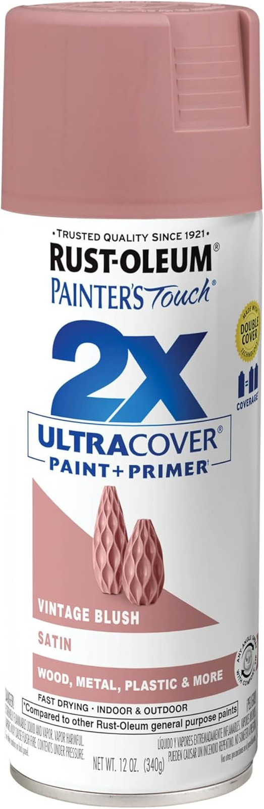 299887 Painter’S Touch 2X Ultra Cover Spray Paint, 12 Oz, Satin Vintage Blush