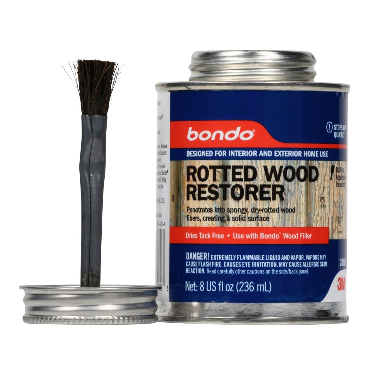 Bondo Rotted Wood Restorer, 8 fl oz., 7 Ounce, Pack of 6, multi-color