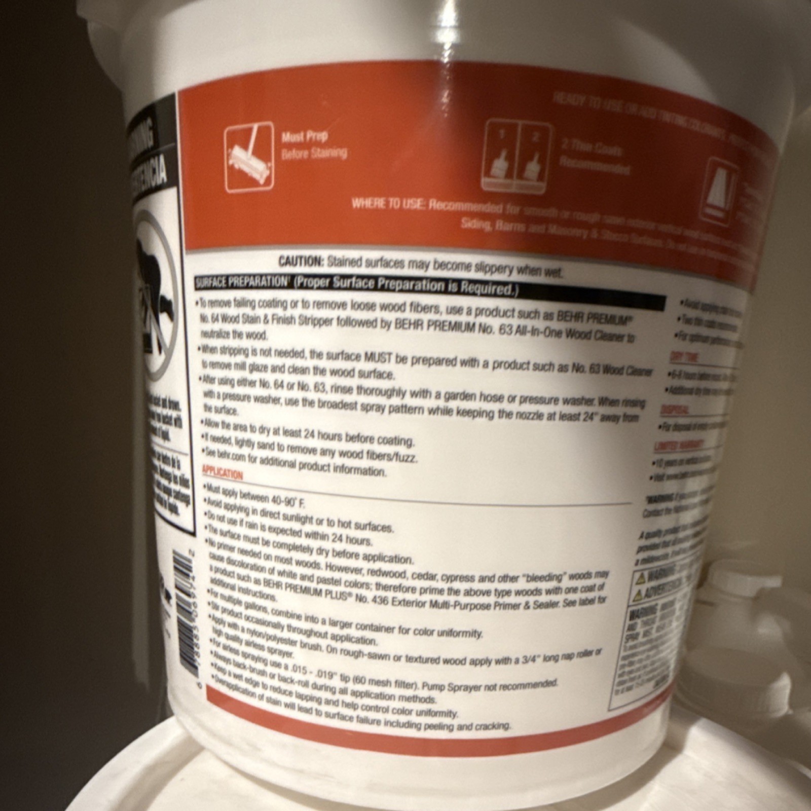 Behr Solid Color Tintable White Base No. 11 Stain 4.84 gal Water-Based