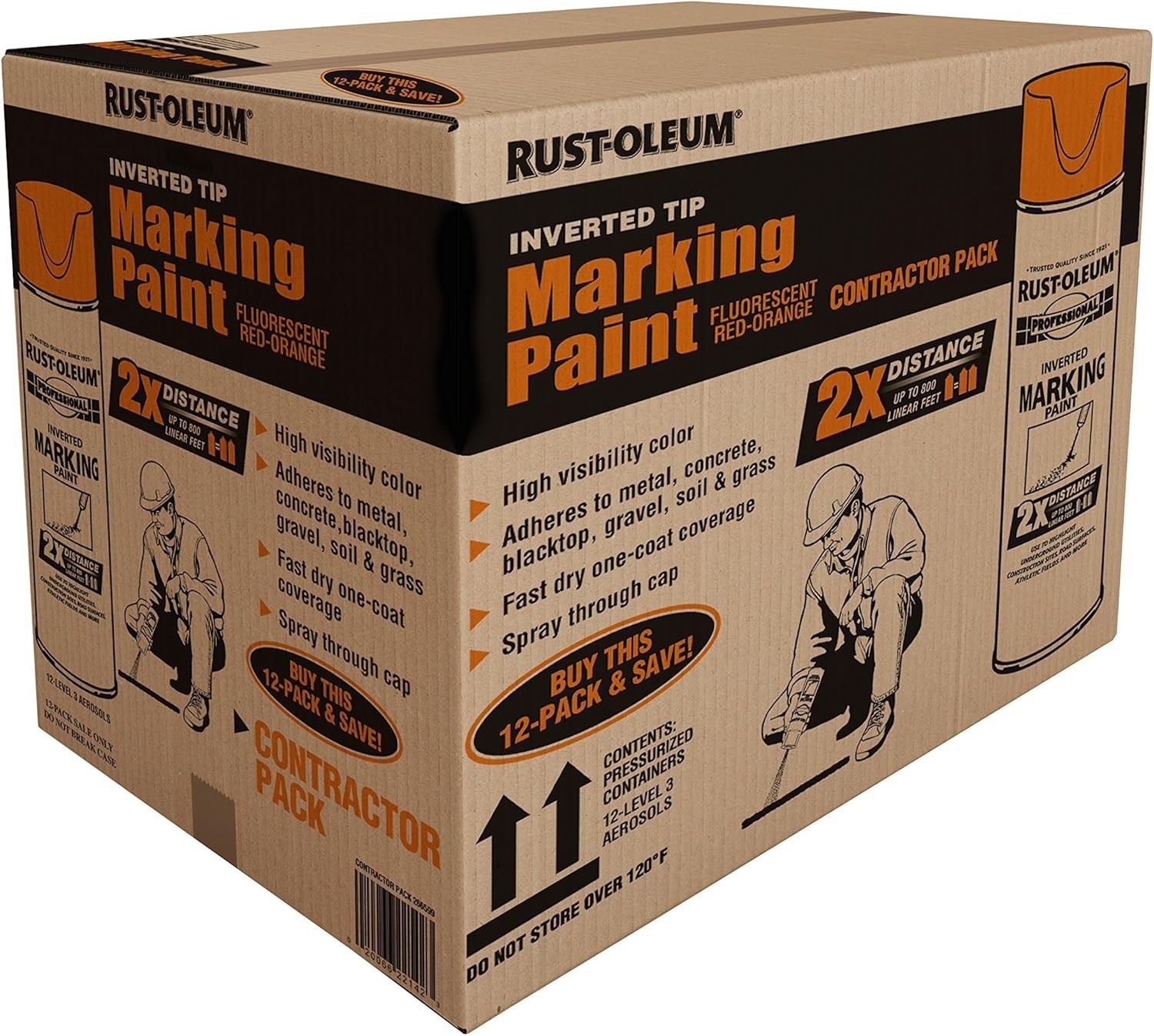 Pro 2X Distance Inverted Marking Spray Paint 15 oz 6 Pack Fast-Drying White