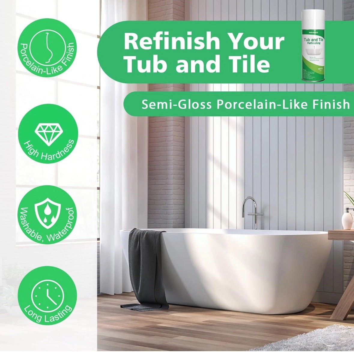 2 Pack. Tub and Tile Spray Paint White, 450ml, Aerosol Bathtub Refinishing Ki…