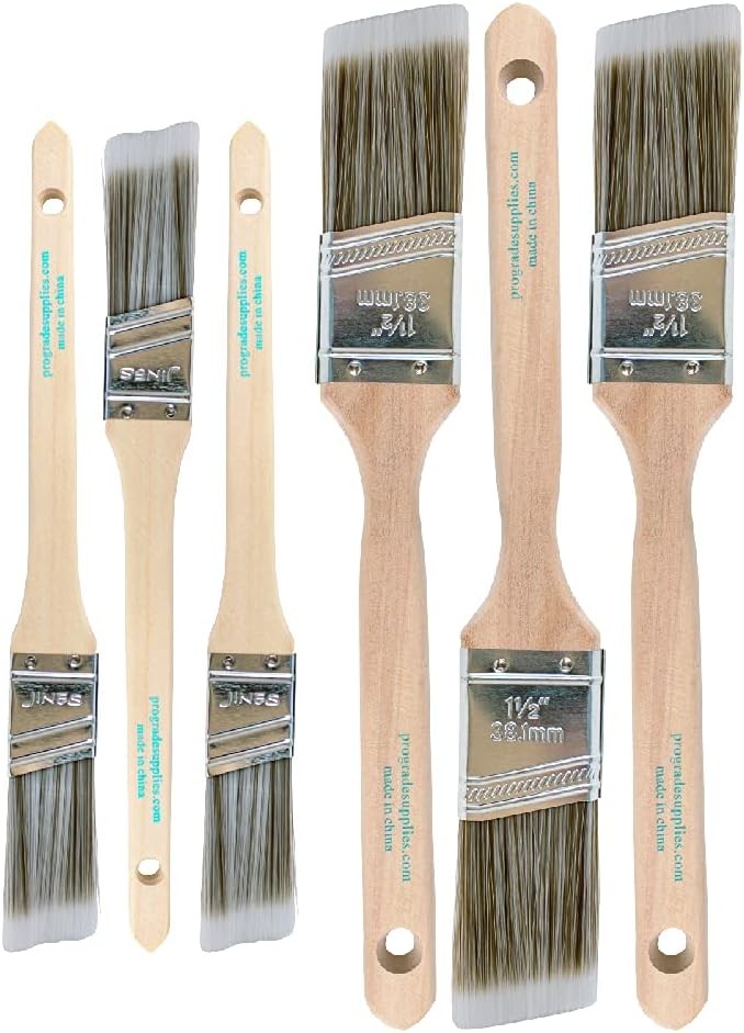 Paint Brushes 6-Pack Angle Brushes in Assorted Sizes for All Latex and Oil