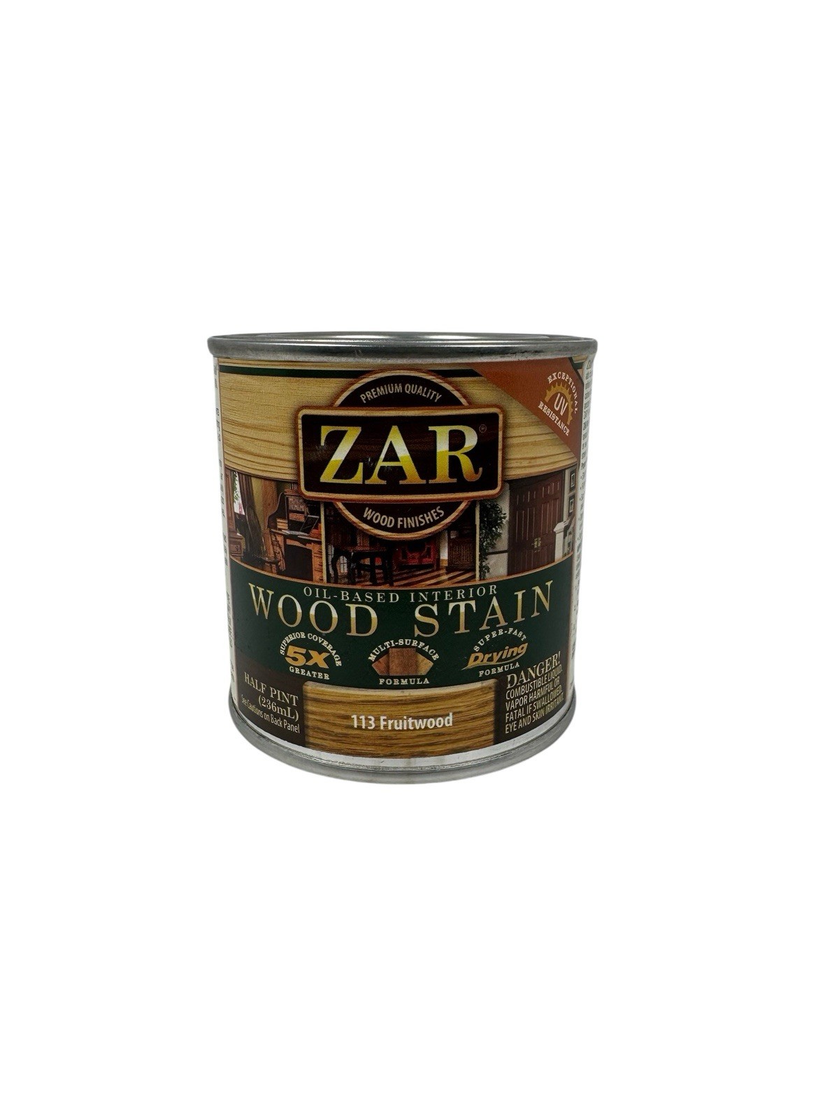 Zar Oil-Based Interior Wood Stain 113 FRUITWOOD 1/2 pint – New – Discontinued