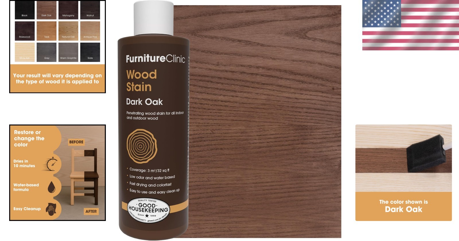 Fast Drying Dark Oak Wood Stain | Matte Finish | 250ml | For Indoor & Outdoor