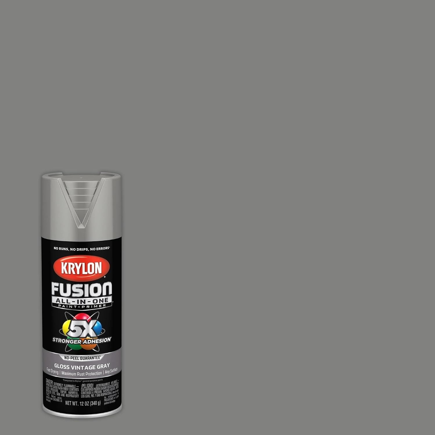 Durable Rust Resistant Spray Paint in Gloss Vintage Gray, 12oz – Indoor/Outdoor