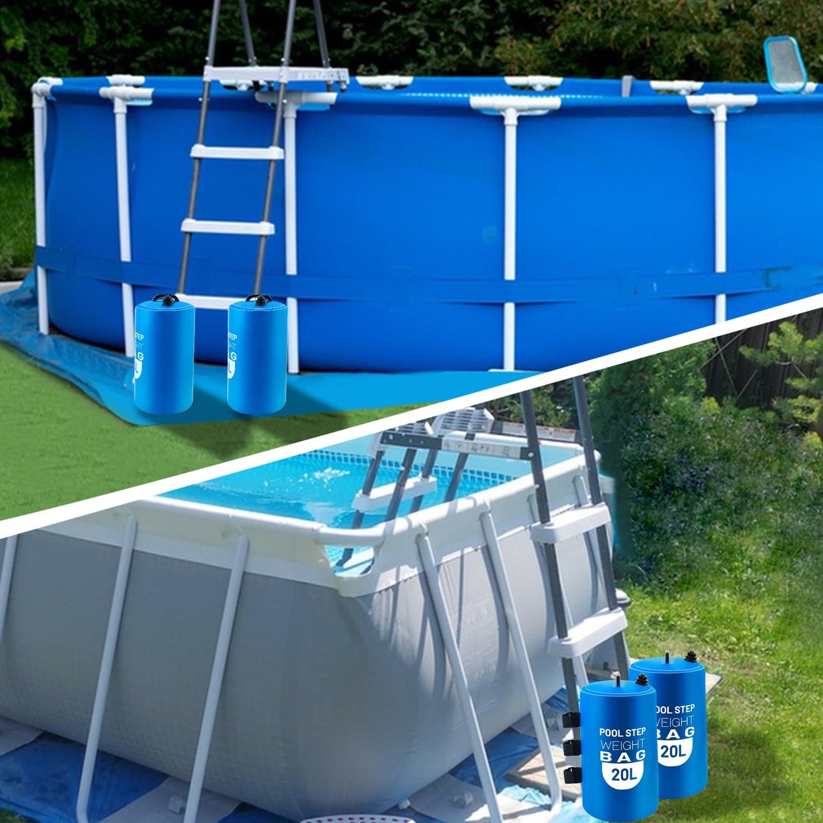 2PCS Pool Ladder Weights 20L/50lb Universal Step 2PCS*20L, Blue