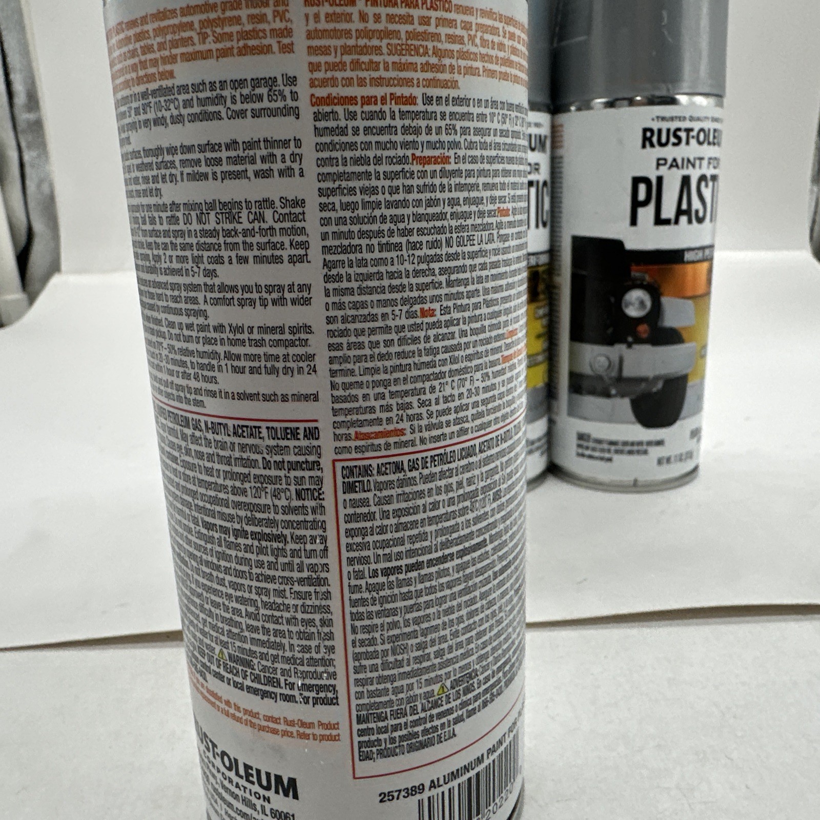 4 PACK NEW RUSTOLEUM PAINT FOR PLASTIC – ALUMINUM -11 OZ. FREE SHIPPING