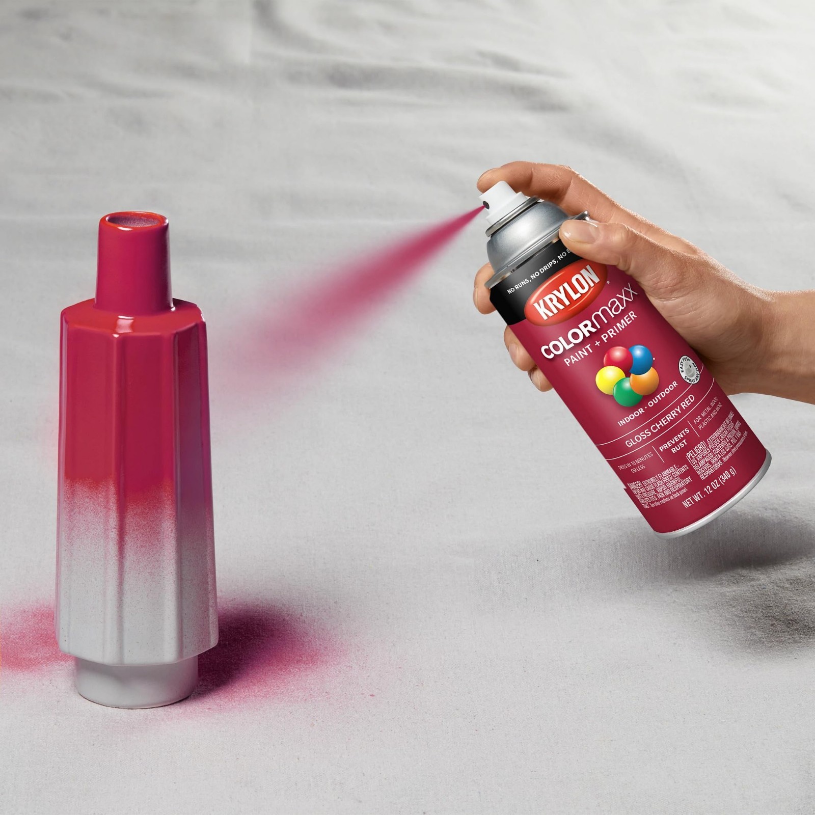 Gloss Cherry Red Spray Paint & Primer – Indoor/Outdoor Use, 12 oz, High-Quality