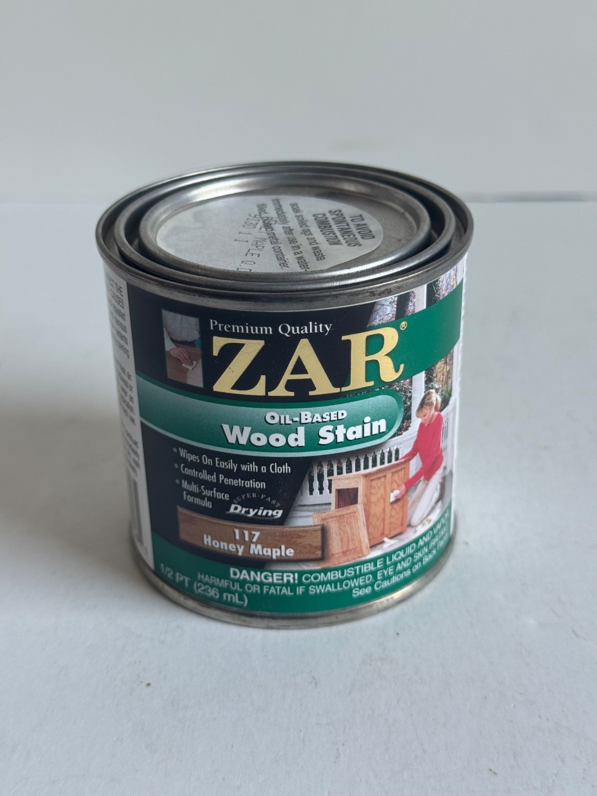 1 Zar Interior Stain 117 HONEY MAPLE 1/2 pint NEW