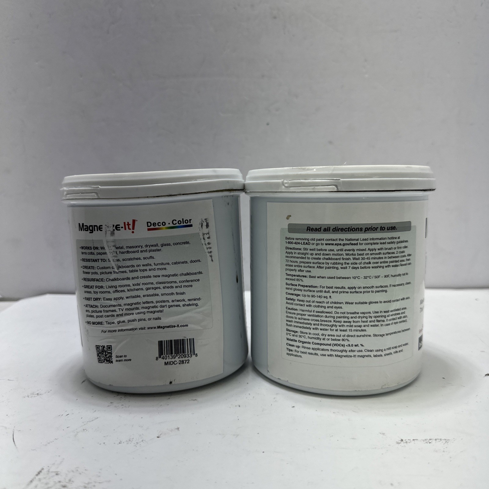 LOT OF 2 Magnetize-it! Magnetic Chalkboard Paint water Based–Satin Black COLOR