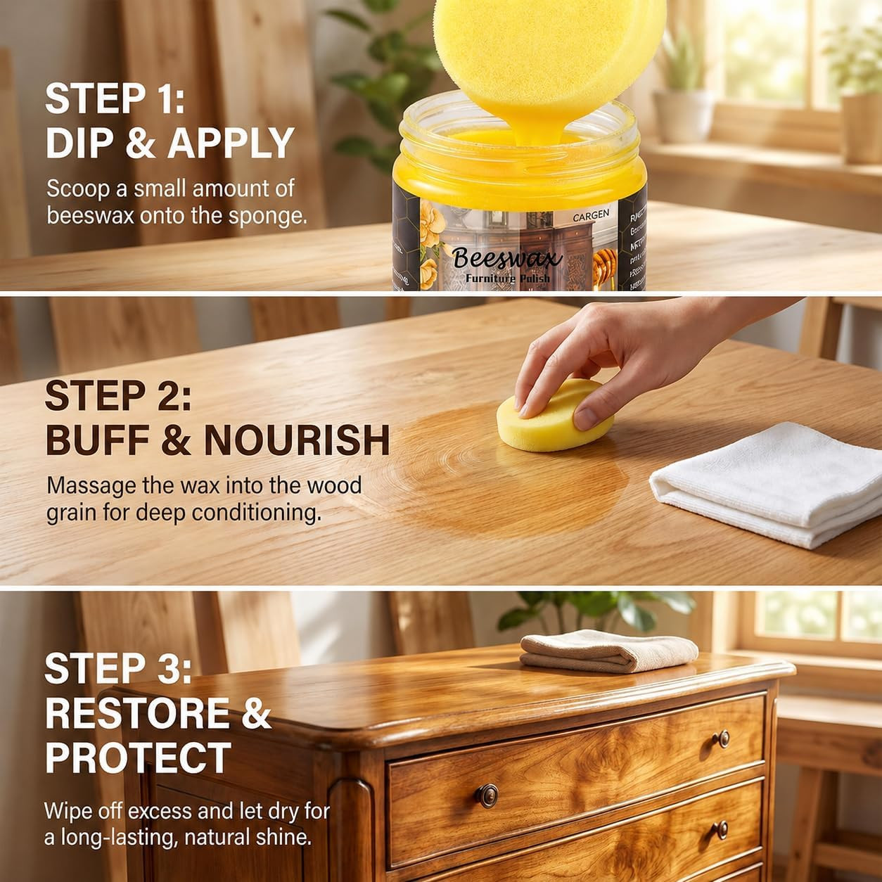 Beeswax Furniture Polish Wood Wax – Wood Polish & Conditioner Restorer for Hardw