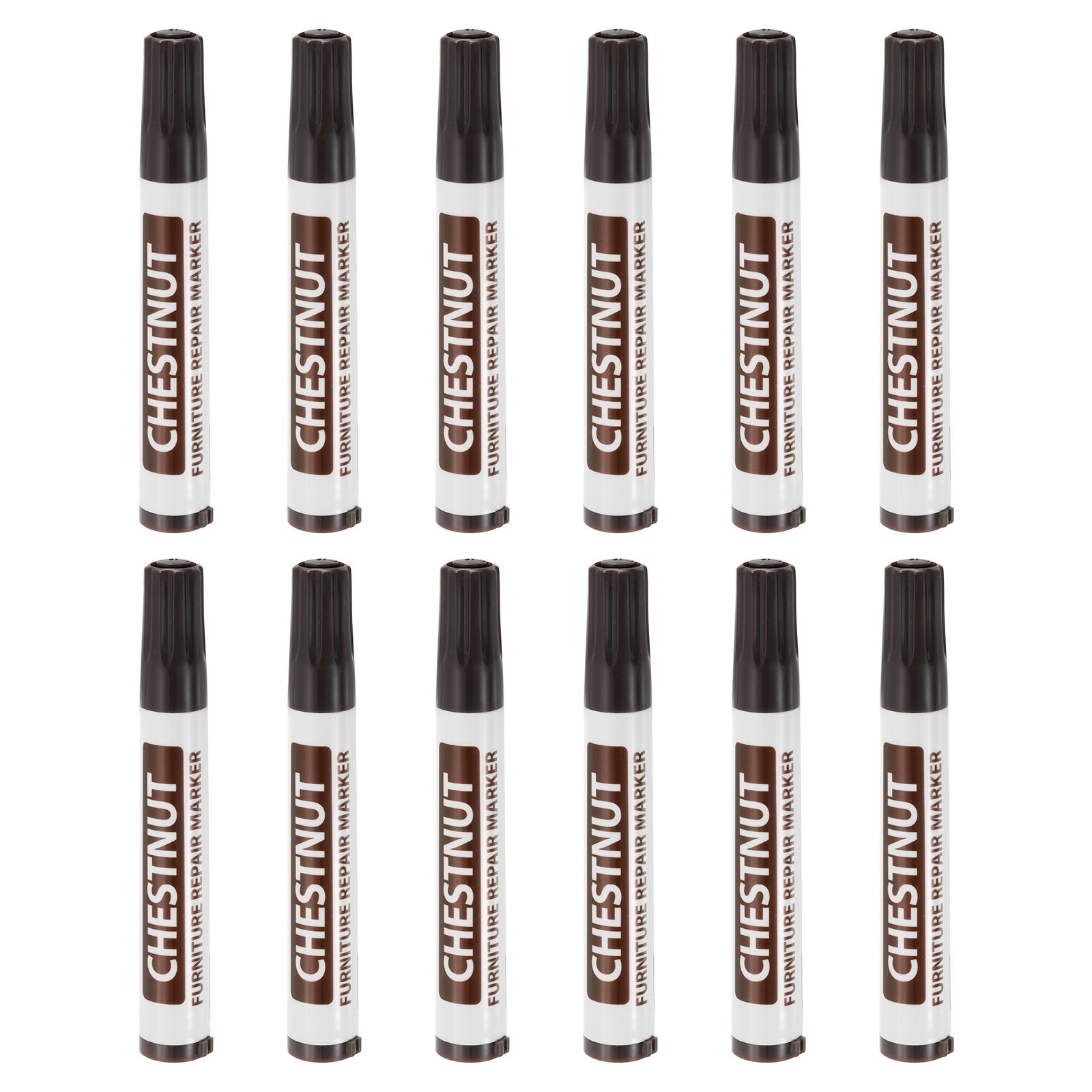 Furniture Repair Wood Markers, 12 Pcs Chestnut Touch Up Filler Sticks, Oil Based