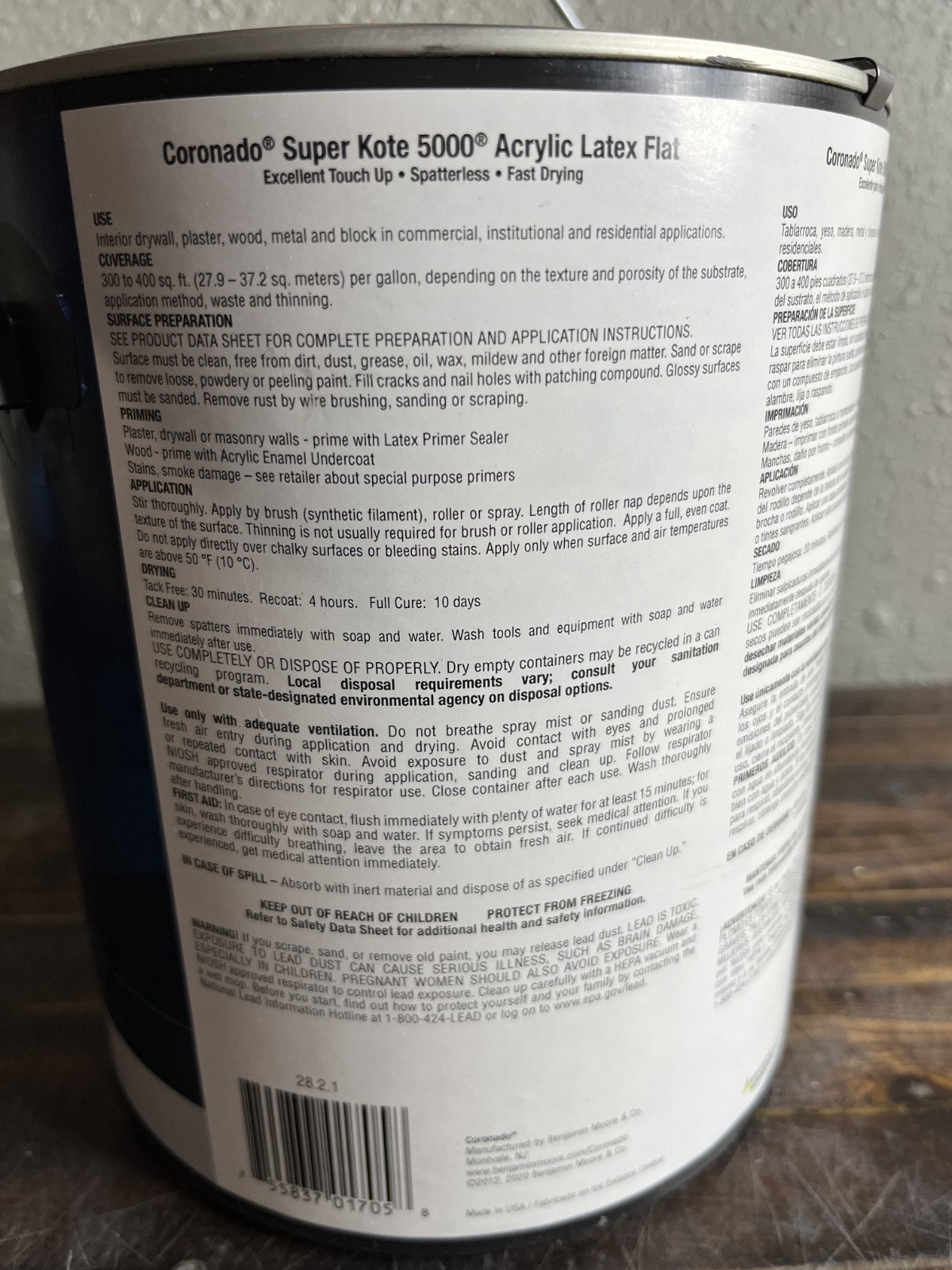 Coronado Super Kote 5000 Interior Acrylic Latex Paint Black Flat 1 Gallon 28-2