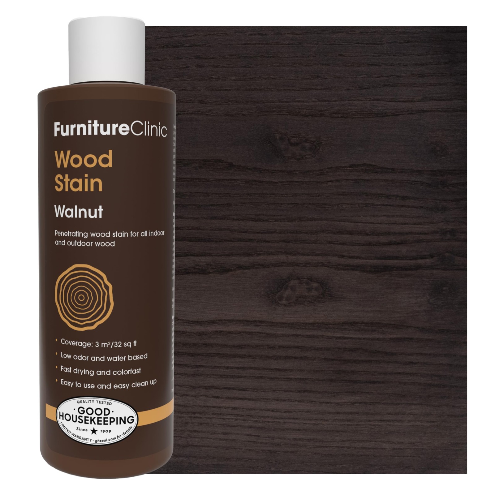 Furniture Clinic Wood Stain | Walnut | Water Based 250ml / 8.5 Fl Oz,