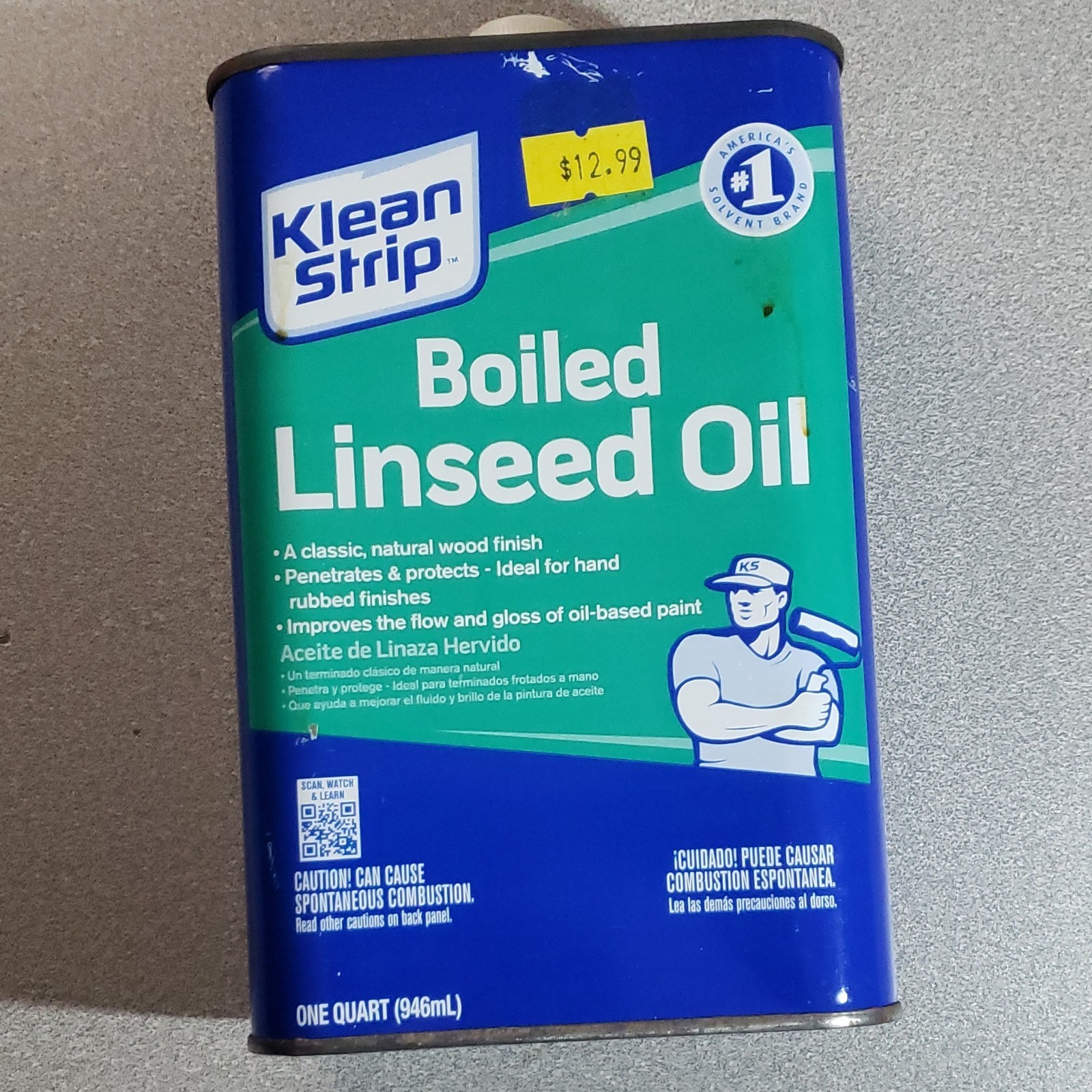 Klean-Strip Boiled Linseed Oil Wood Finish Clear Gloss 1 Qt (946 mL) Old Stock