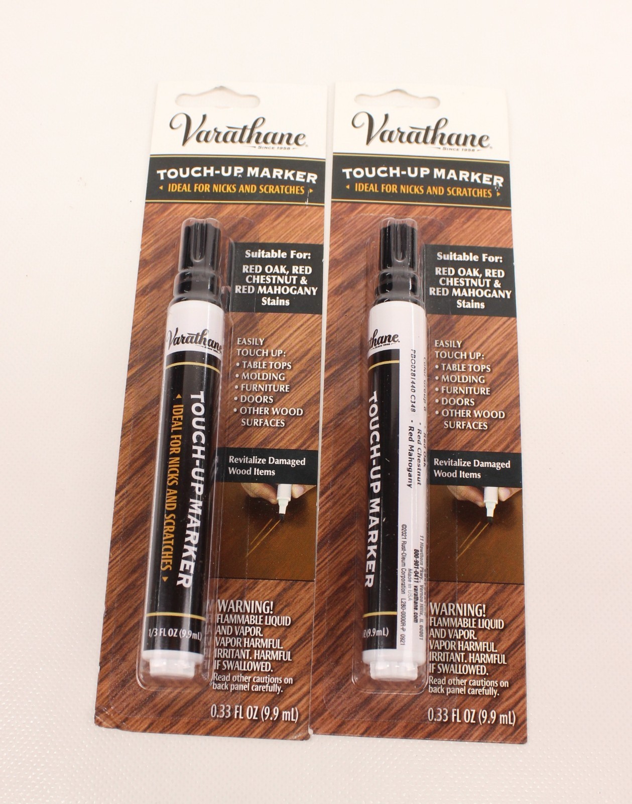 2 Pack Rustoleum Varathane Wood Furniture Touch Up Marker Red Oak /Mahogany New