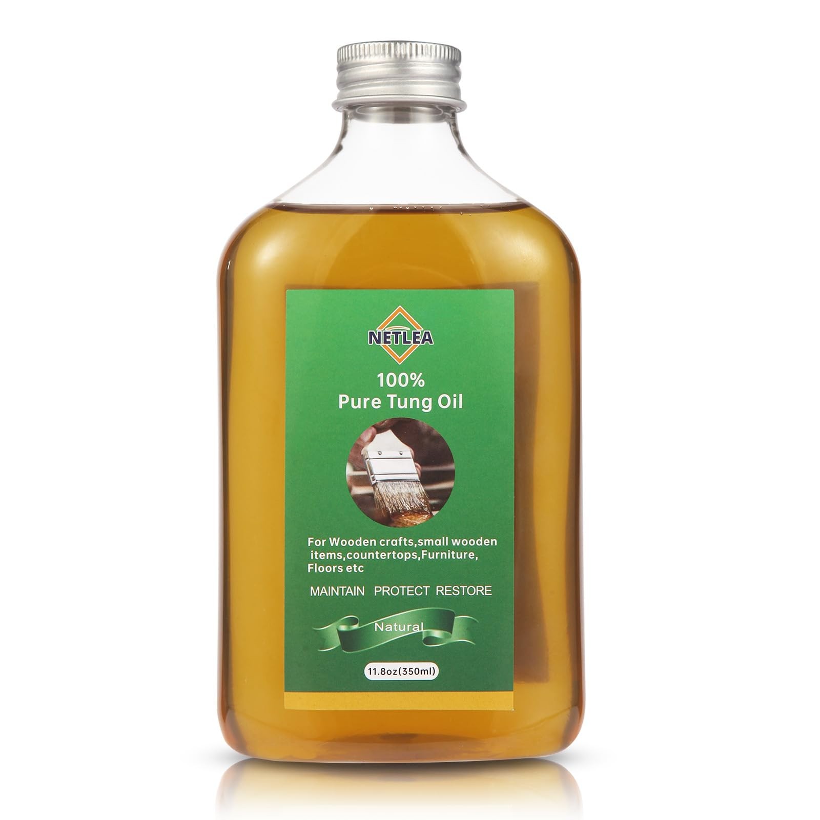 NetLea Small Woodworking Tung Oil, 11.8oz Pure 11.8 Ounce-350ml, Clear