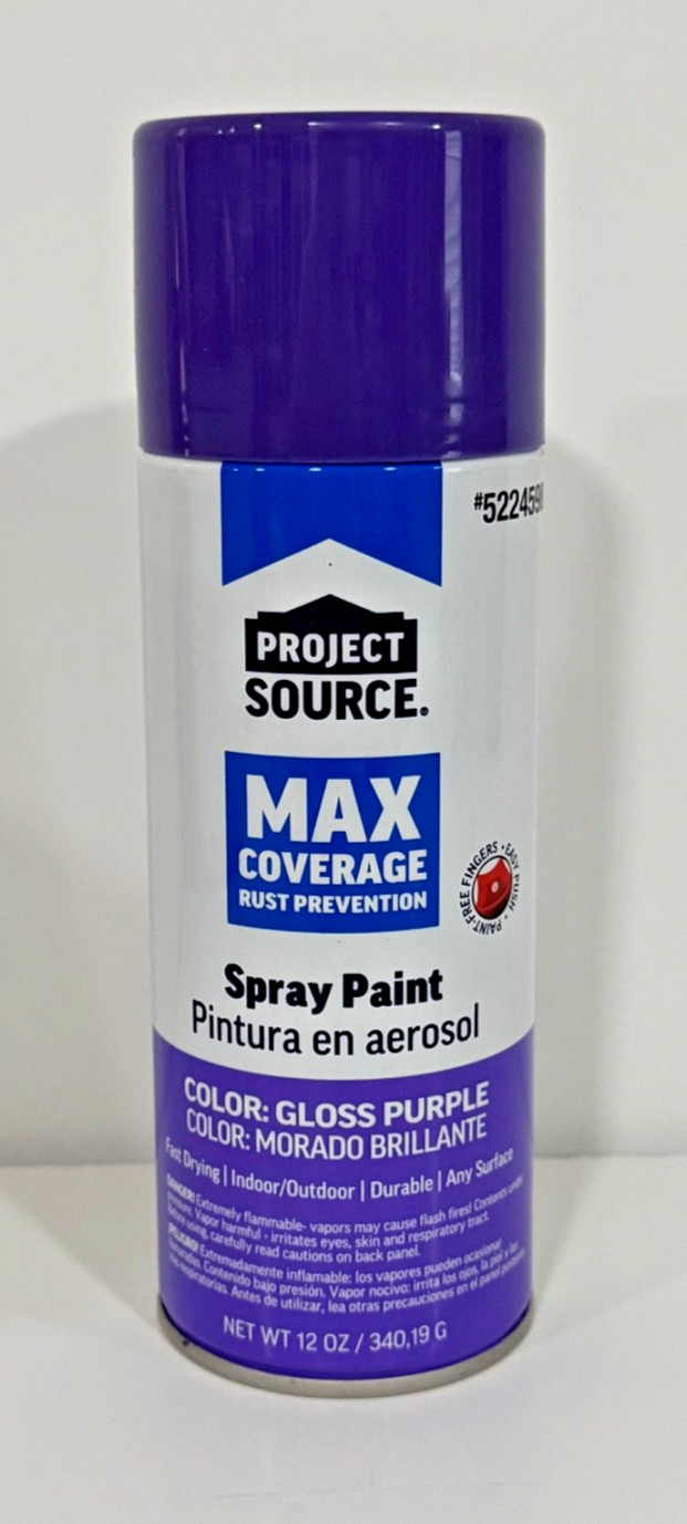 Project Source MAX Coverage/Rust Prevention 12oz Spray Paint – Gloss Purple