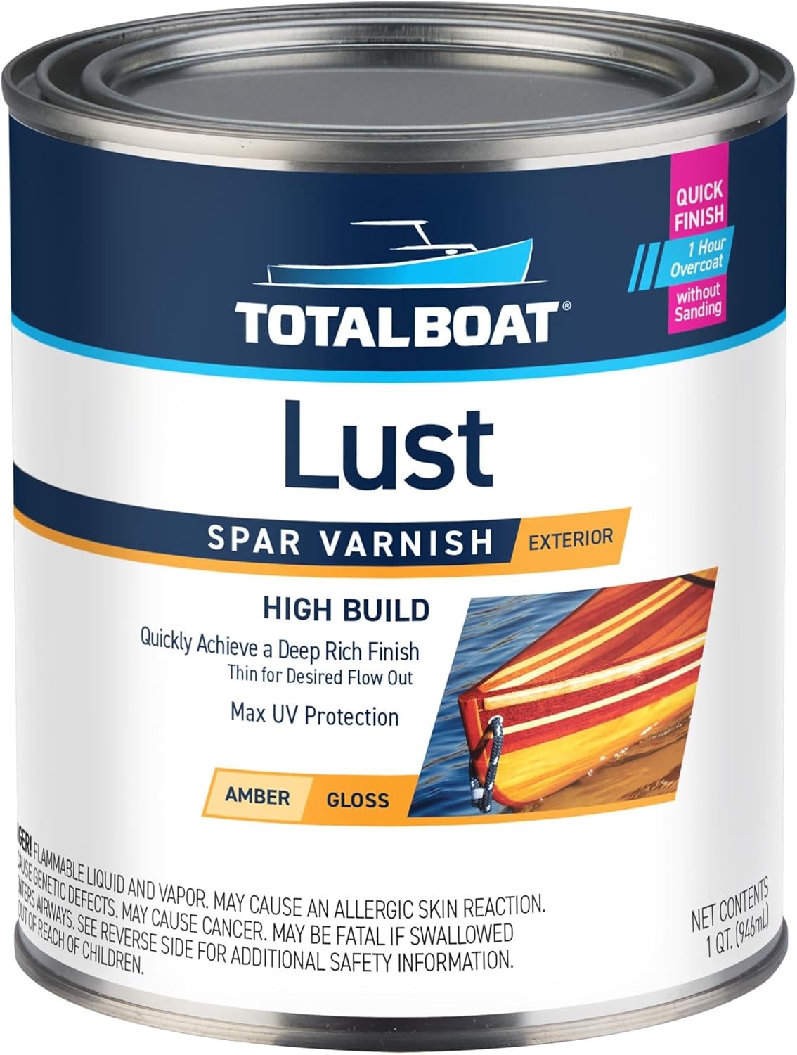 TotalBoat Lust Marine Varnish Quart – High Gloss Finish for Wood