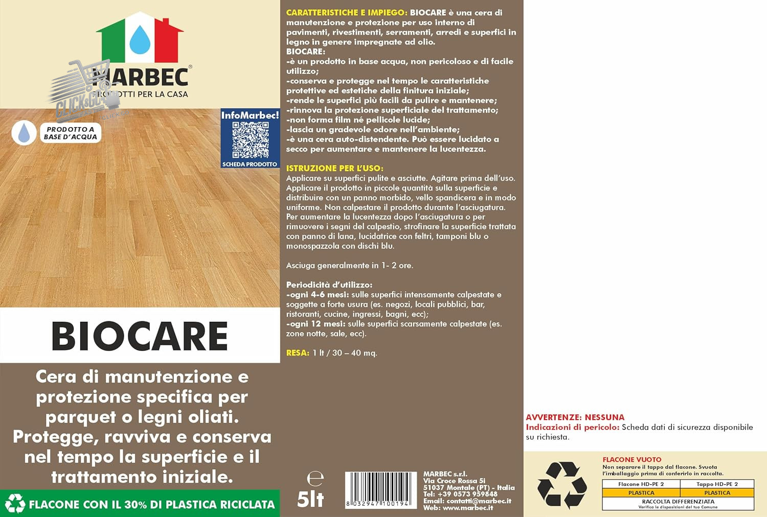 BIOCARE 1LT Protective and Nutritious Wax for Oiled Wood Flooring