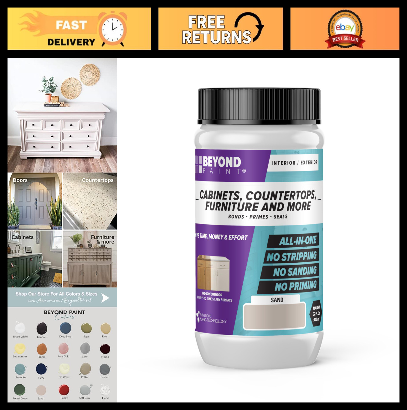 All-in-One Refinishing Paint – No Sanding, Matte Finish for Cabinets & Furniture