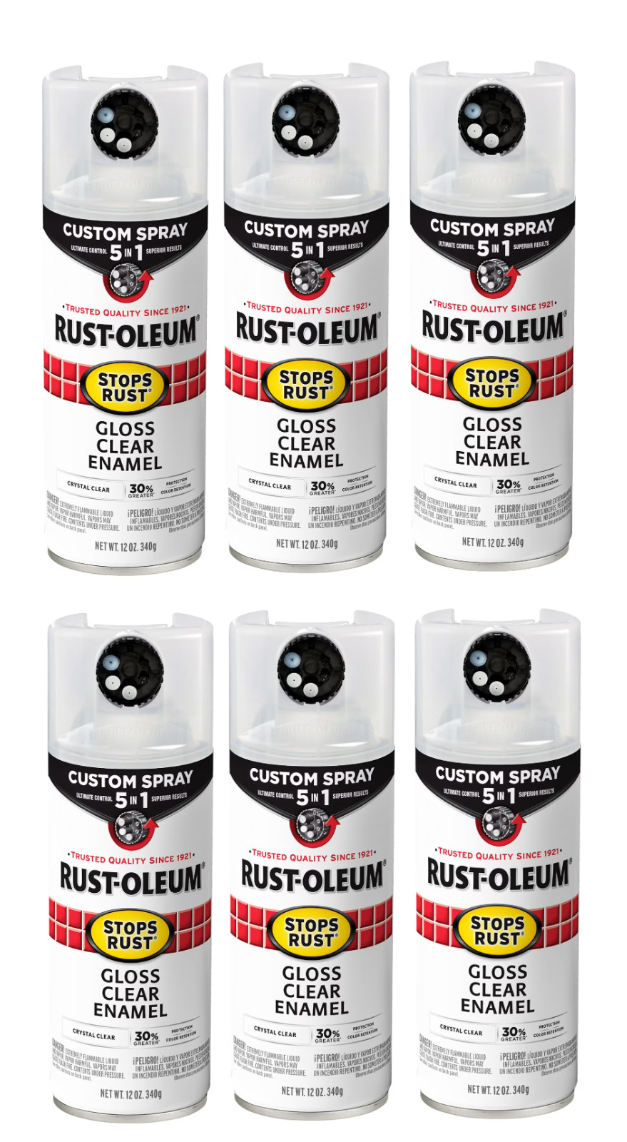 (6)-Rust-Oleum Stops Rust 12 Oz. Custom Spray 5 in 1 Gloss Spray Paint, Clear