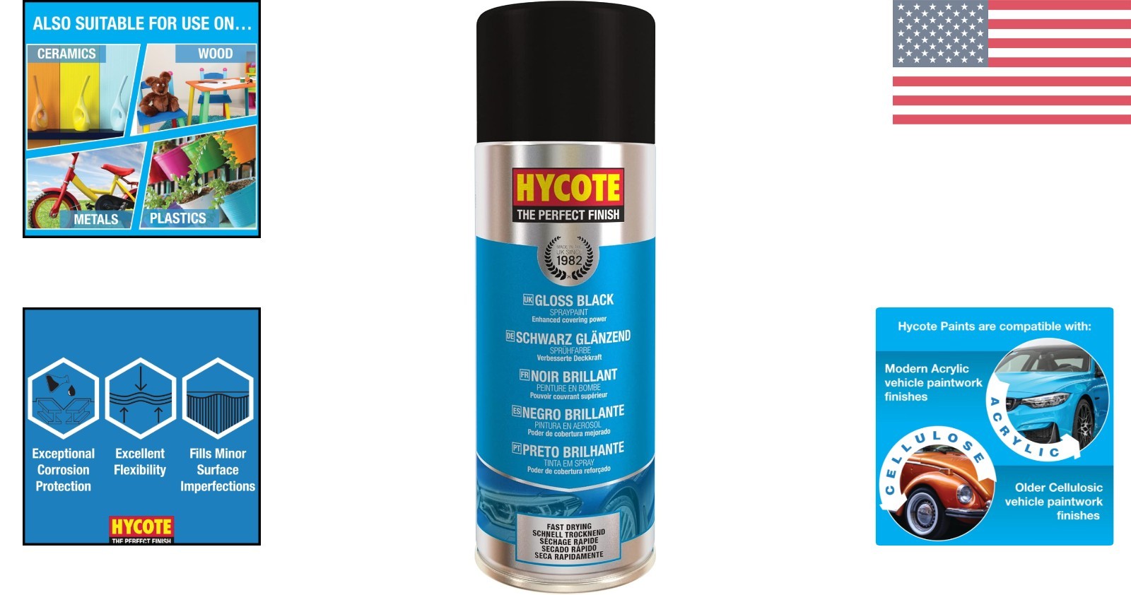 Durable UV-Resistant Gloss Black Spray Paint, 13.5 Oz Aerosol for All Surfaces