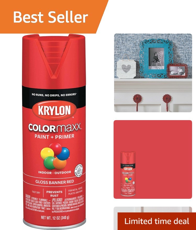 K0007 COLORmaxx Spray Paint and Primer for Indoor/Outdoor Use, Gloss Banner R…