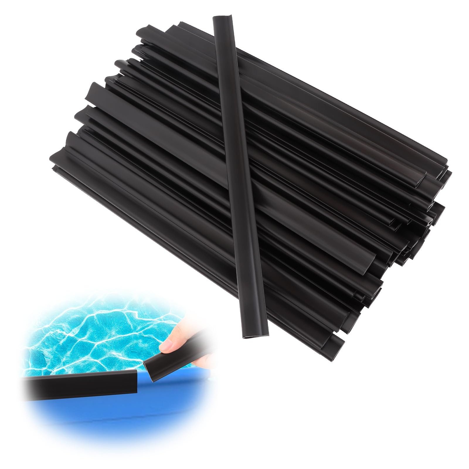 75pcs Pool Coping Strips, Above Ground Liner Clips Set for 75 pcs, Black