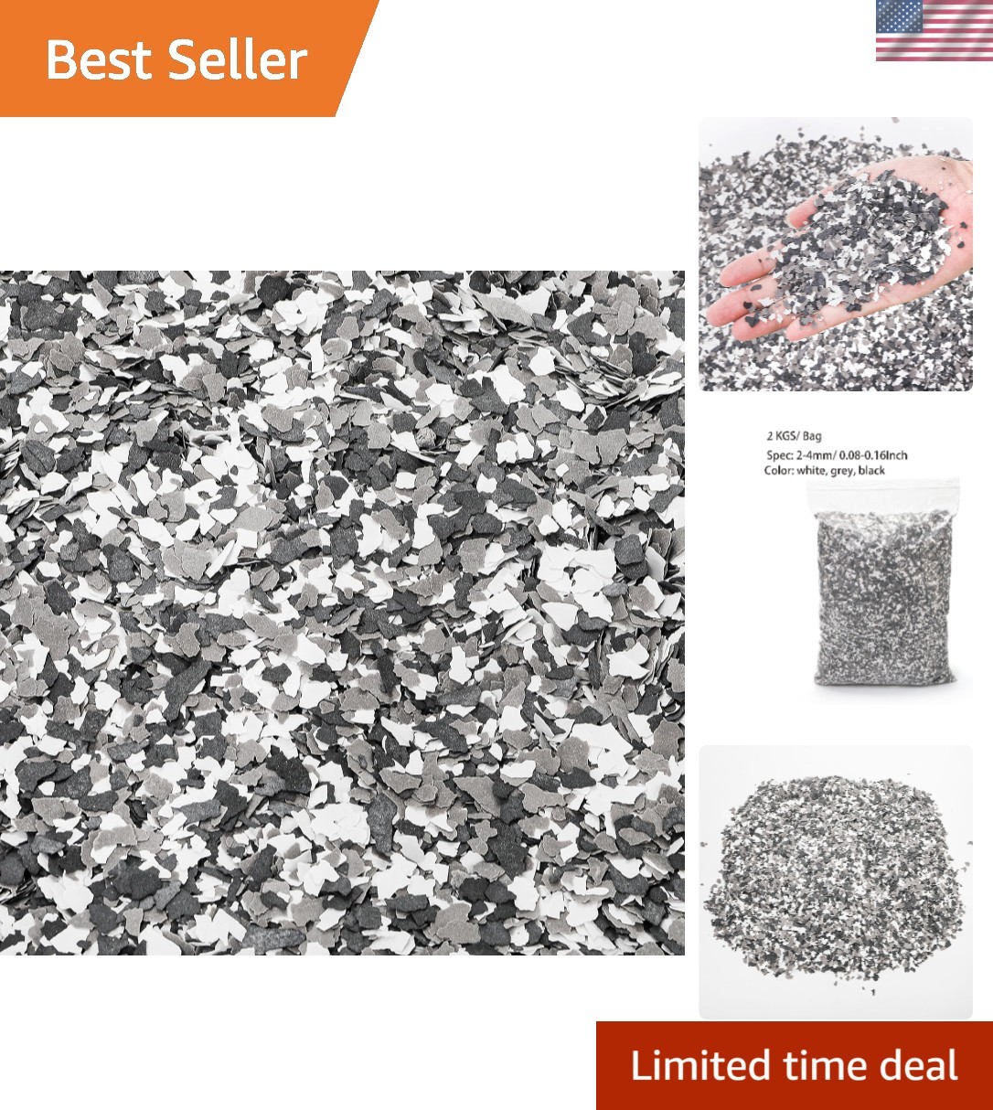 2 Kg/4.4 Lb Blend Decorative Colors Chips, Garage Floor Epoxy Paint Flakes, Conc
