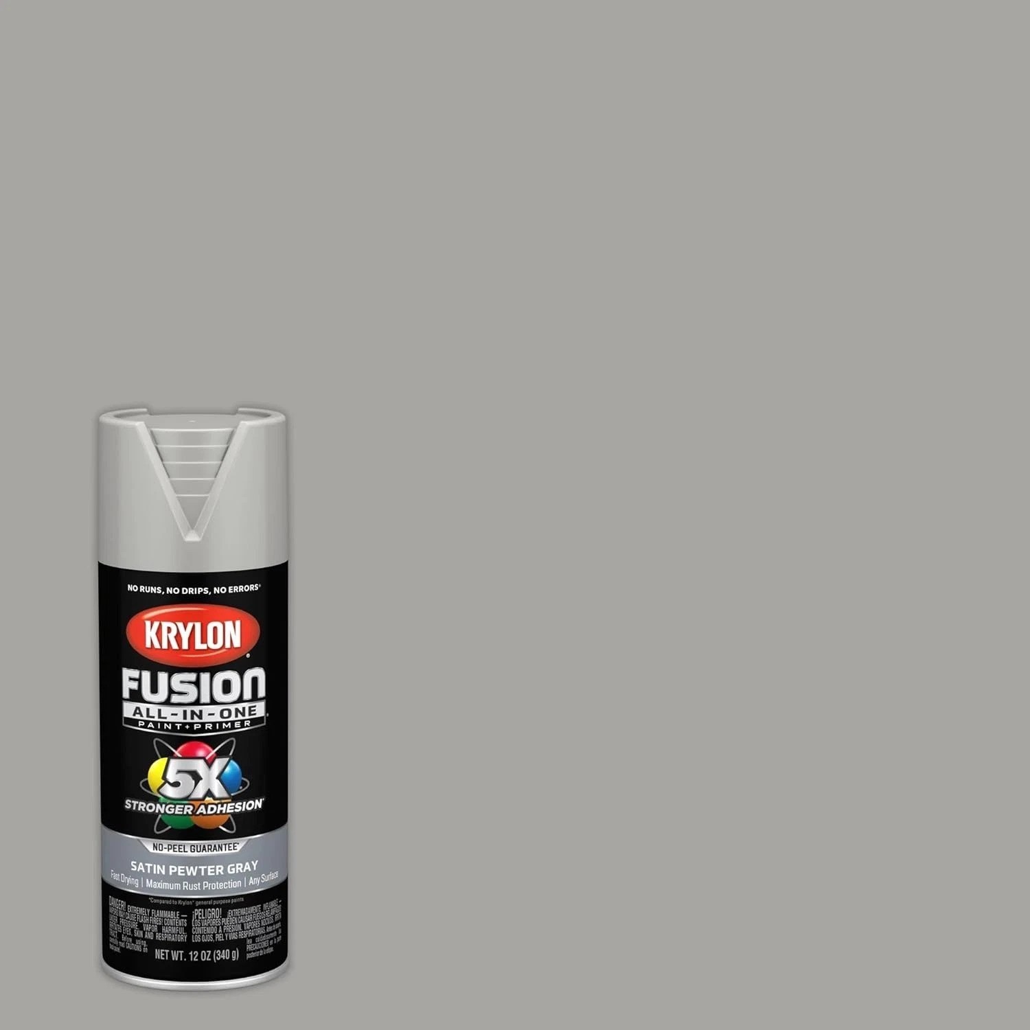 Versatile 12 oz Fusion Spray Paint, Fast-Drying & Rust Resistant in Pewter Gray