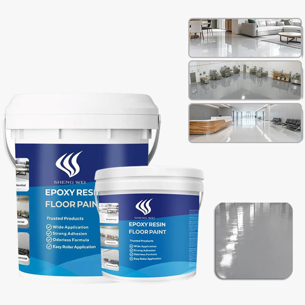 3 Gallon Gray Epoxy Floor Coating Kit 2 Part Garage Concrete Paint Low VOC