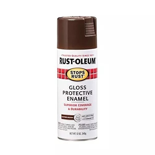 Rust-Oleum 7775830 Stops Rust Spray Paint, 12-Ounce, Gloss Leather Brown