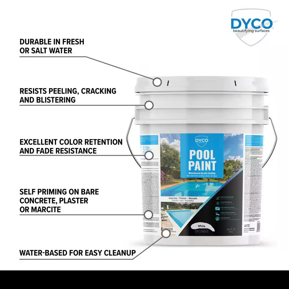 Pool Paint 5 Gal. 3150 White Semi-Gloss Acrylic Exterior Paint