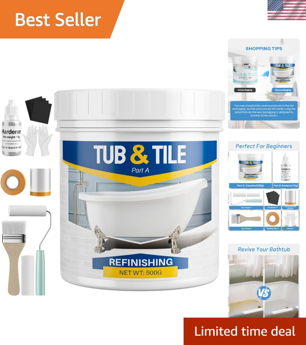 Tub and Tile Paint Refinishing Kit, 17.6oz Bathtub Refinishing Kit White with…