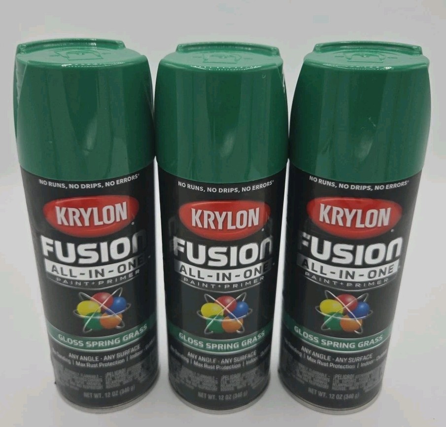 Krylon Fusion Gloss Spring Grass Spray Paint 3cans NEW