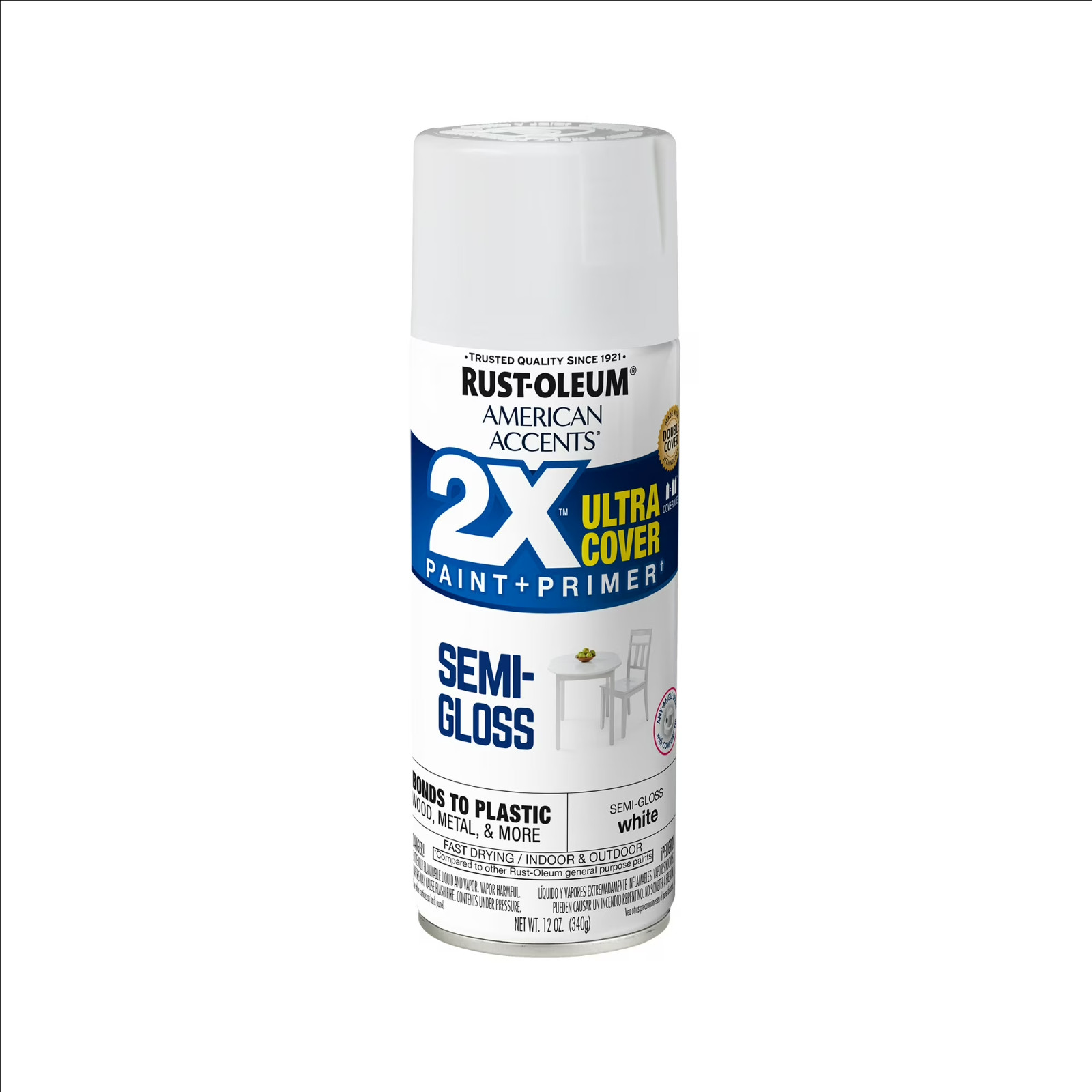 (6 pack) White, Rust-Oleum American Accents 2X Ultra Cover Semi-Gloss Spray Pain