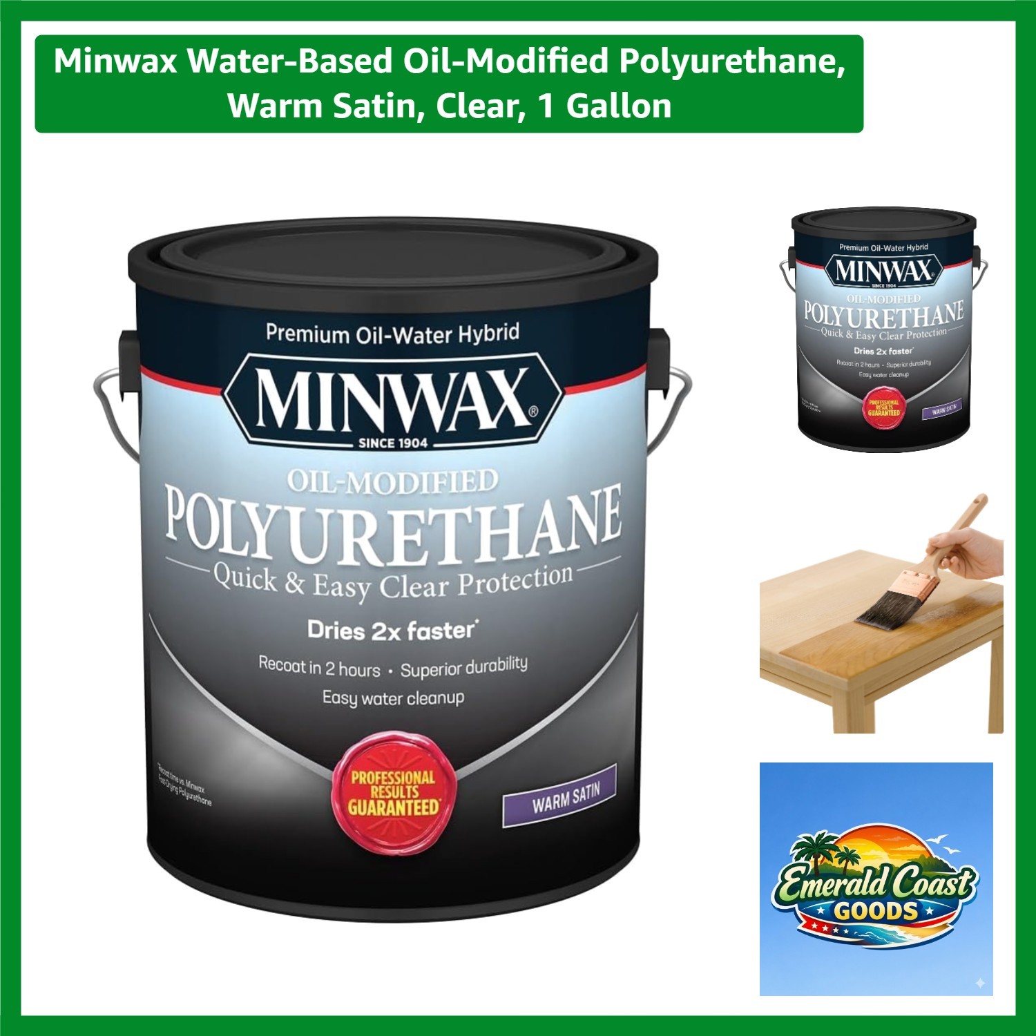 Water-Based Oil-Modified Polyurethane, Warm Satin, Clear, 1 Gallon