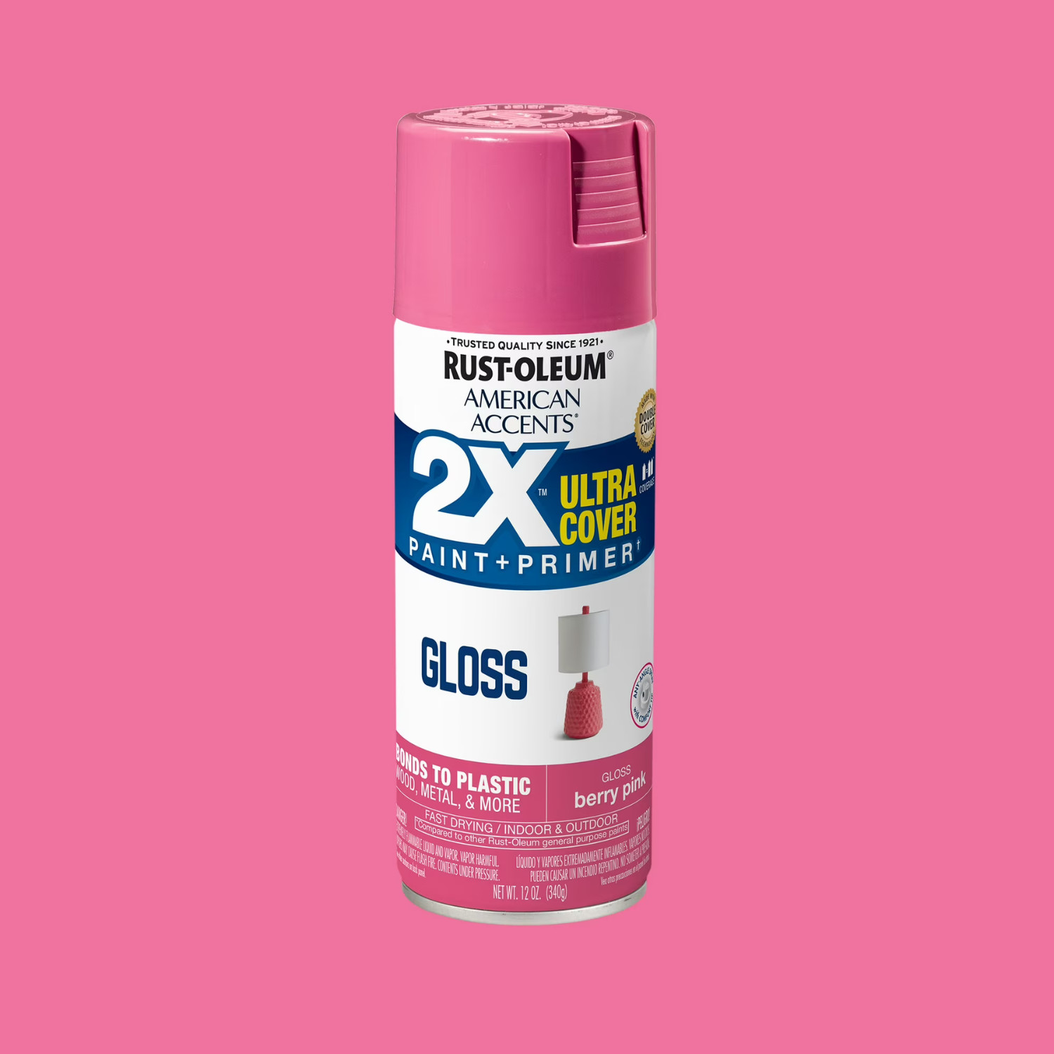 Rust-Oleum American Accents 2X Gloss Spray Paint Berry Pink 12 oz, 6 Pack