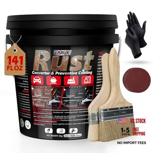 Rust Converter & Metal Primer, 141 Fl Oz Black Rust Inhibitor Black-141 FL OZ
