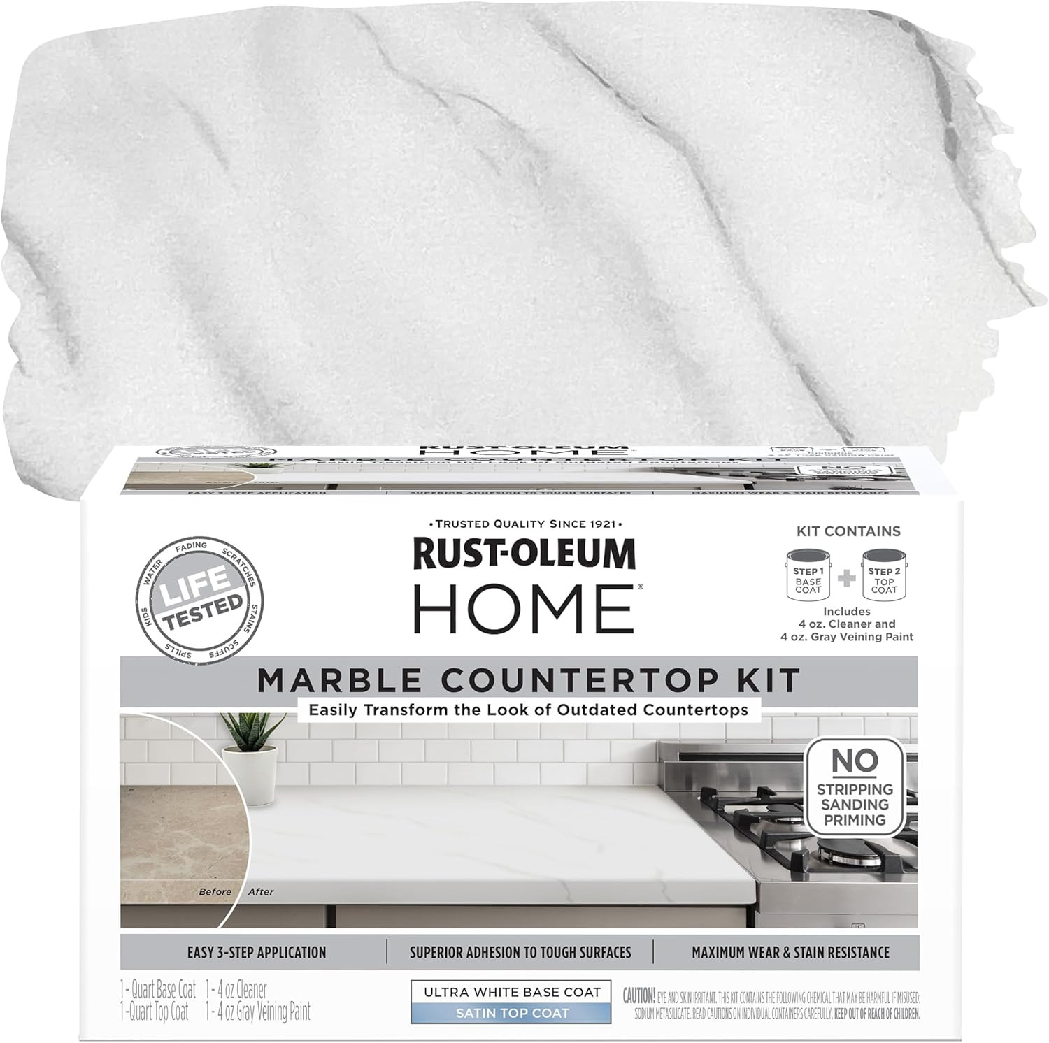 Rust-Oleum 384964 Home Marble Countertop Coating Kit, 72 Fl Oz, White