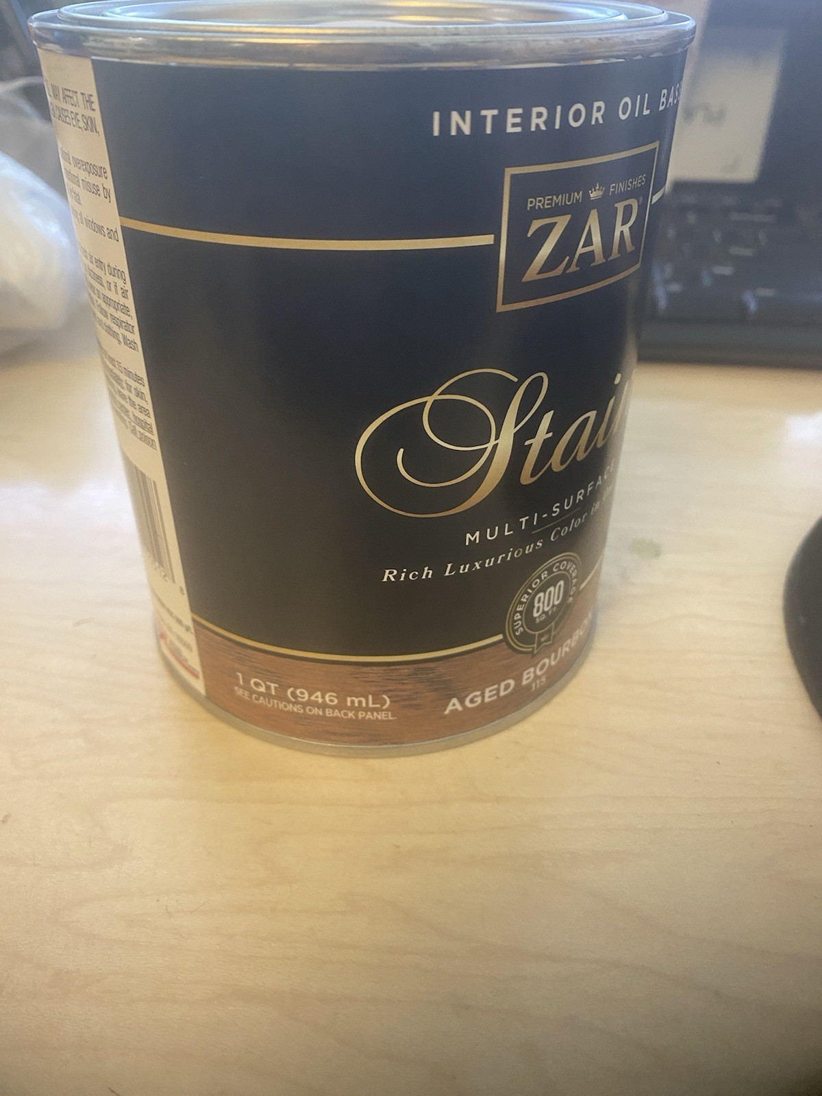 BRAND NEW 1 Quart Can ZAR 115 AGED BOURBON Multi Surface Interior Stain Wood