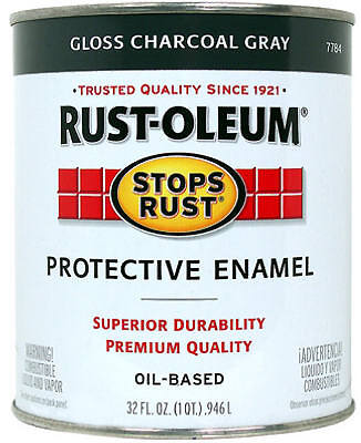 Protective Paint Stops Rust Indoor and Outdoor Gloss Charcoal Gray Oil-Based 1 q